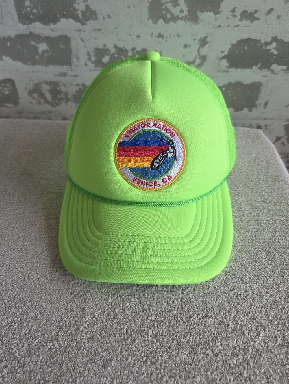 ​Aviator Nation Venice CA Neon Green Trucker Hat Snapback